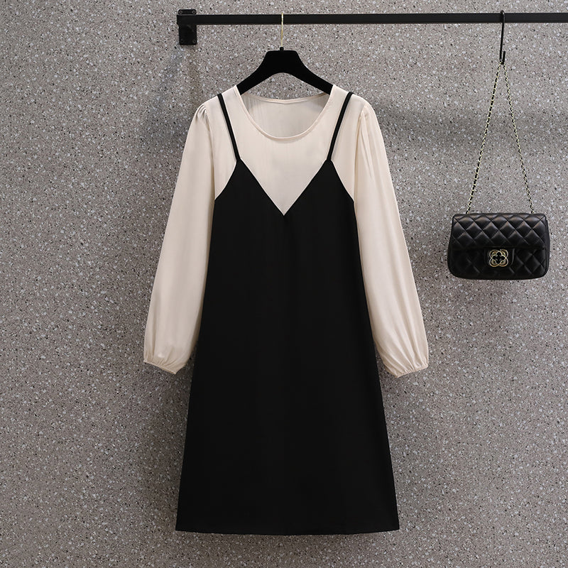 Plus Size Mock 2 Piece Slimming Dress