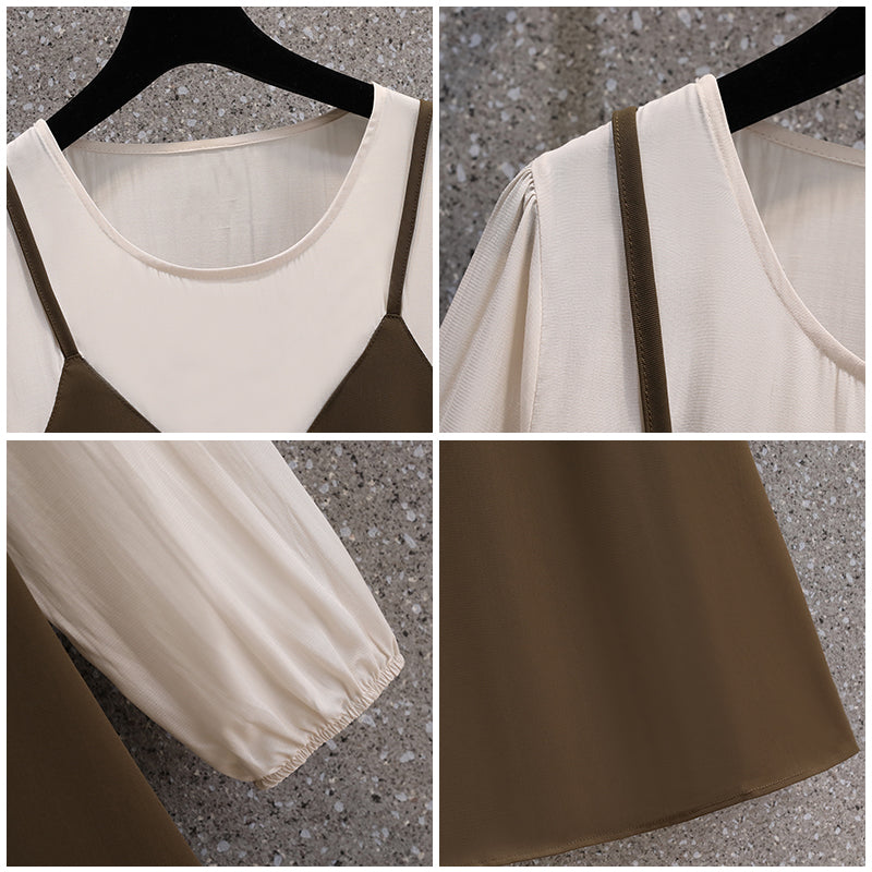 Plus Size Mock 2 Piece Slimming Dress