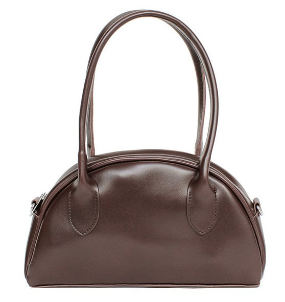 Mini Half-Moon Zip Handbag & Crossbody – Made in Korea (Black / Brown / Dark Brown)