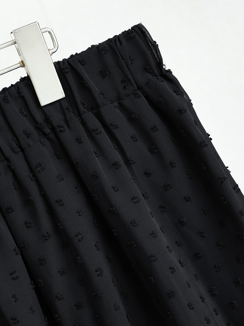 (4XL-10XL) Plus Size Black Pindot Chiffon Short Skirt (EXTRA BIG SIZE)