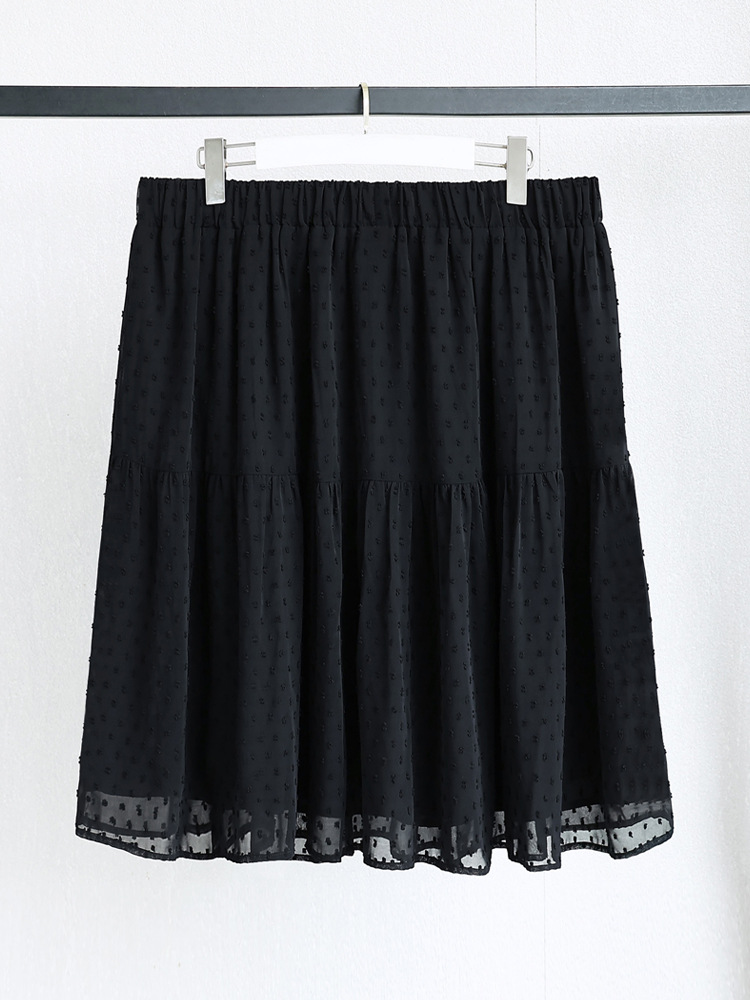 (4XL-10XL) Plus Size Black Pindot Chiffon Short Skirt (EXTRA BIG SIZE)