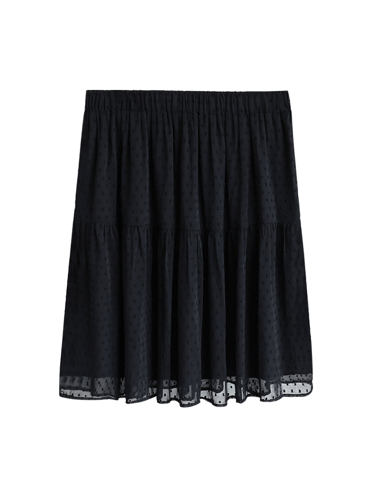 (4XL-10XL) Plus Size Black Pindot Chiffon Short Skirt (EXTRA BIG SIZE)