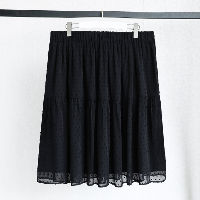 (4XL-10XL) Plus Size Black Pindot Chiffon Short Skirt (EXTRA BIG SIZE)