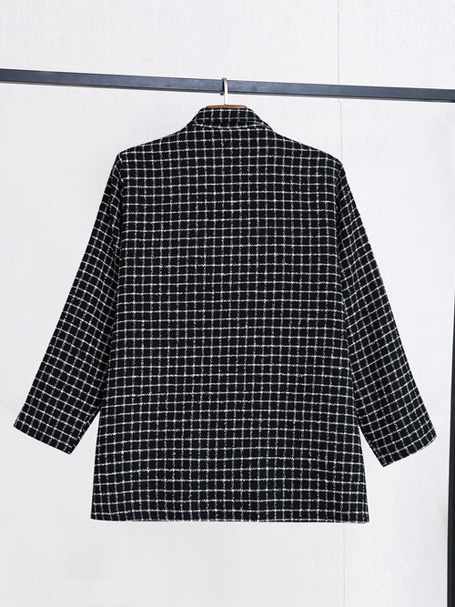 (4XL-10XL) Plus Size Black Tweed Blazer Jacket (EXTRA BIG SIZE)