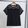 (4XL-10XL) Plus Size Hex See-Through Shoulder Short Sleeve Top (EXTRA BIG SIZE)