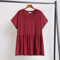 (4XL-10XL) Plus Size Red Round Neck Chiffon Short Sleeve Blouse (EXTRA BIG SIZE)