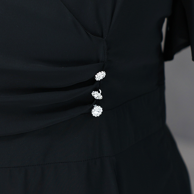(4XL-8XL) Plus Size Black Chiffon Wrap Midi Dress (Extra Big Size)