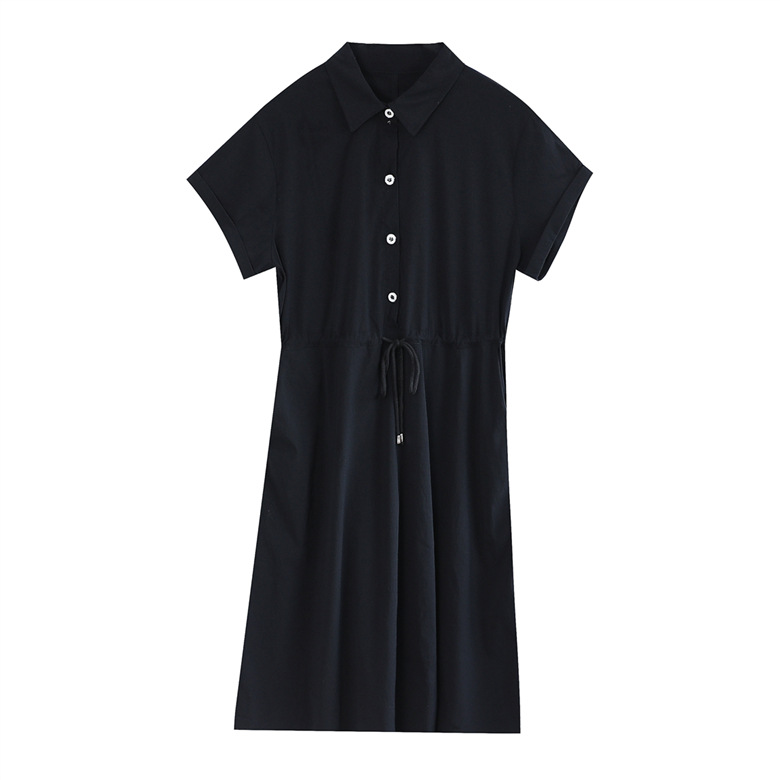 (4XL-8XL) Plus Size Black Midi Short Sleeve Shirt Dress (Extra Big Size)