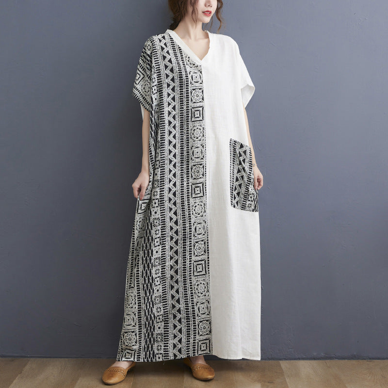 Plus Size V-neck Long Dress