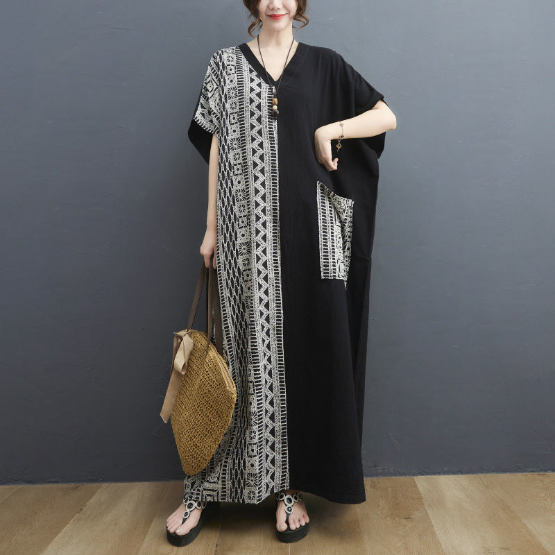 Plus Size V-neck Long Dress