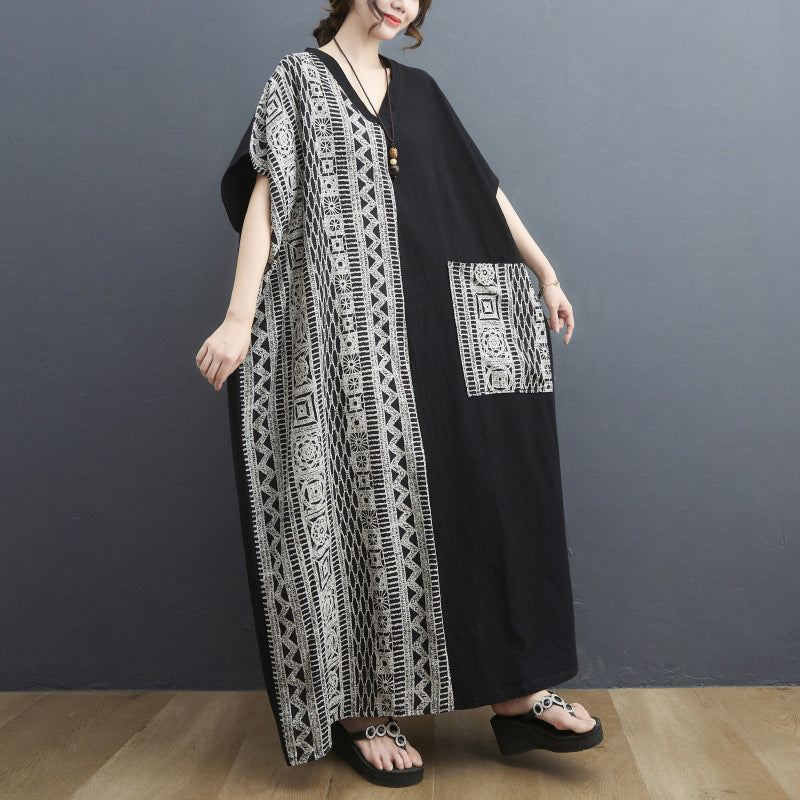 Plus Size V-neck Long Dress