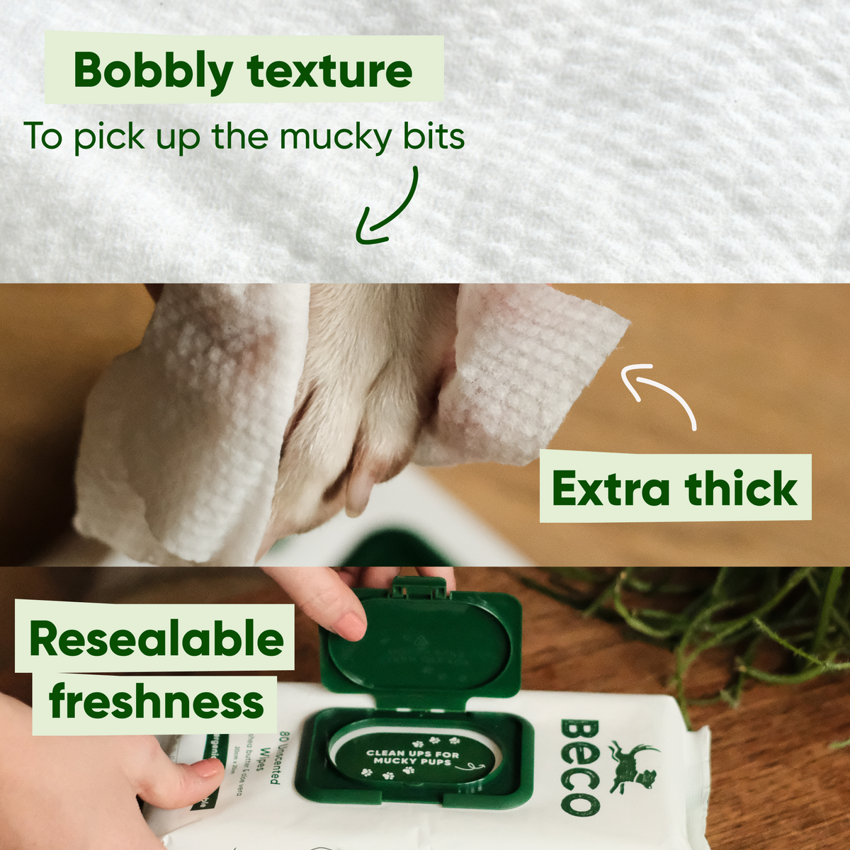Beco Bamboo Dog Wipes, Unscented