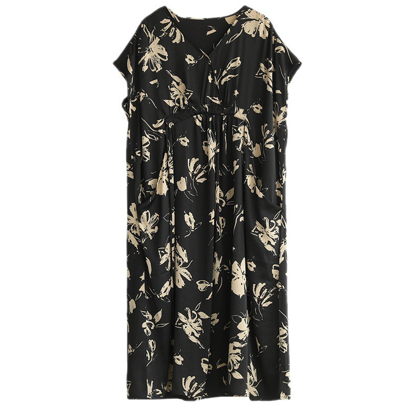 Plus Size Satin Print Dress