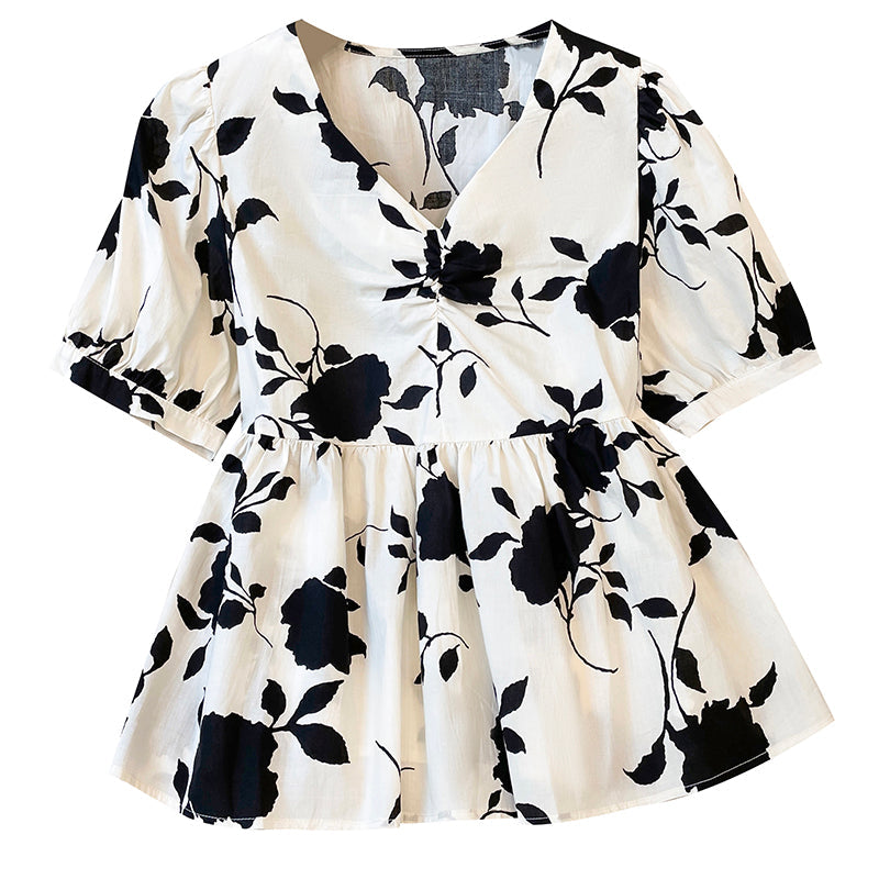 Plus Size V-neck short-sleeved shirt