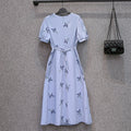 Plus Size V-neck Print Waist Dress