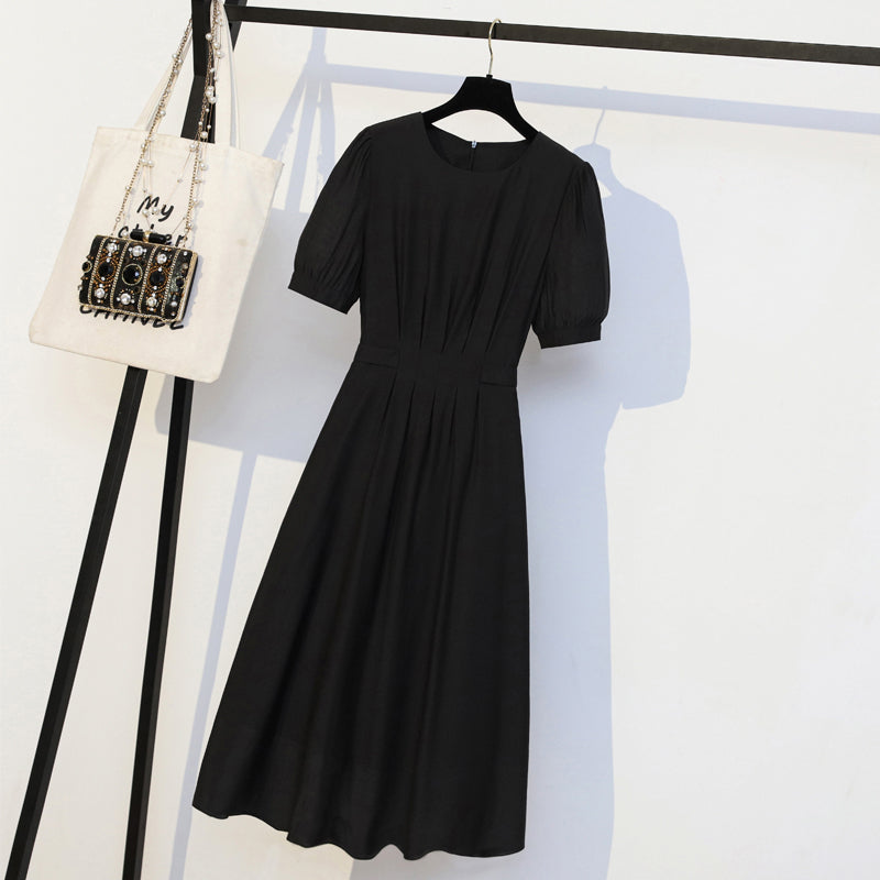 Plus Size Waist Solid Color Dress