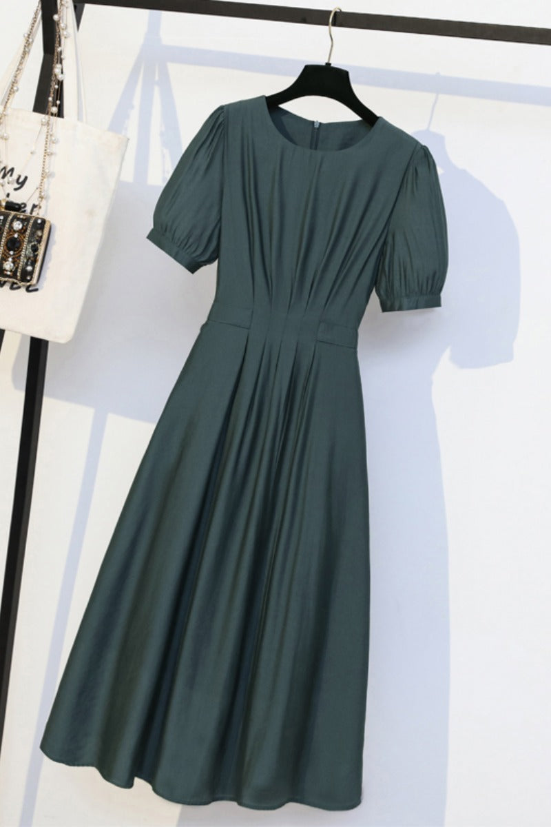 Plus Size Waist Solid Color Dress