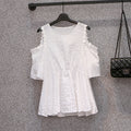 Plus Size Lace Off Shoulder Shirt