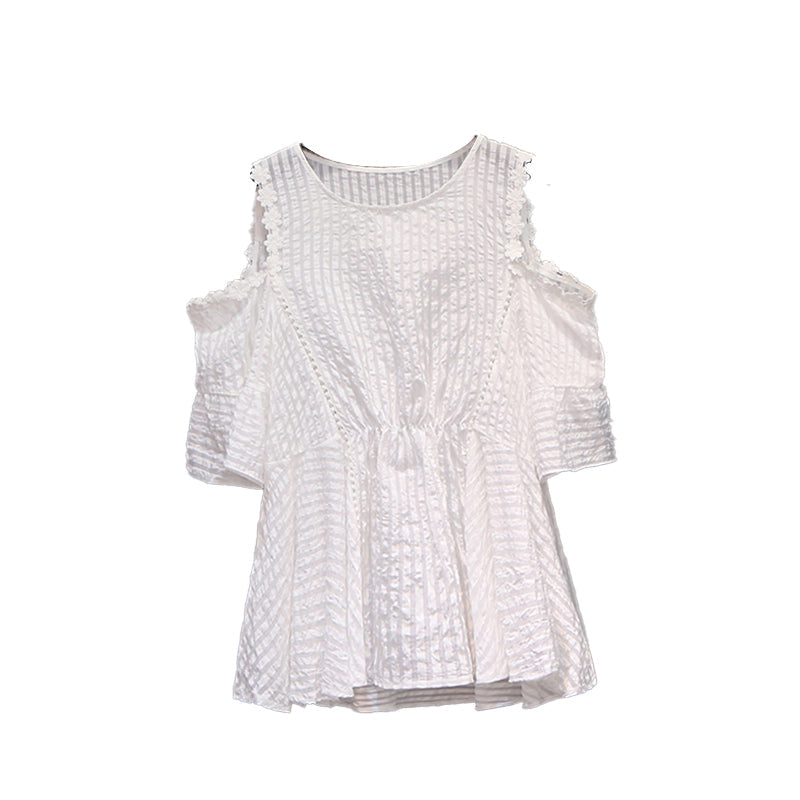Plus Size Lace Off Shoulder Shirt