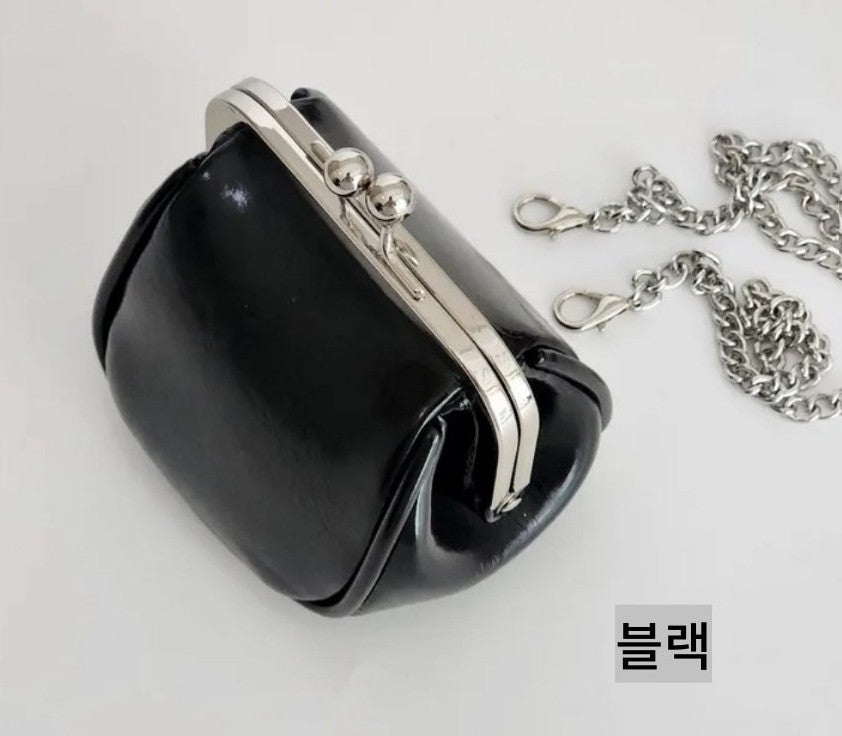 Mini Glossy Crossbody Chain Clutch Bag