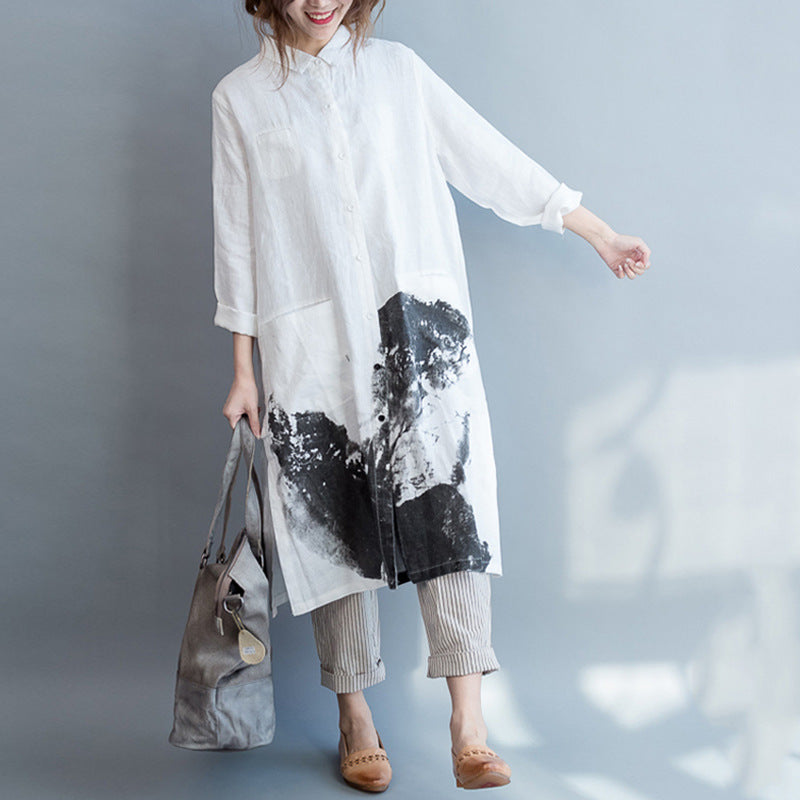 Plus Size Printed Long Shirt