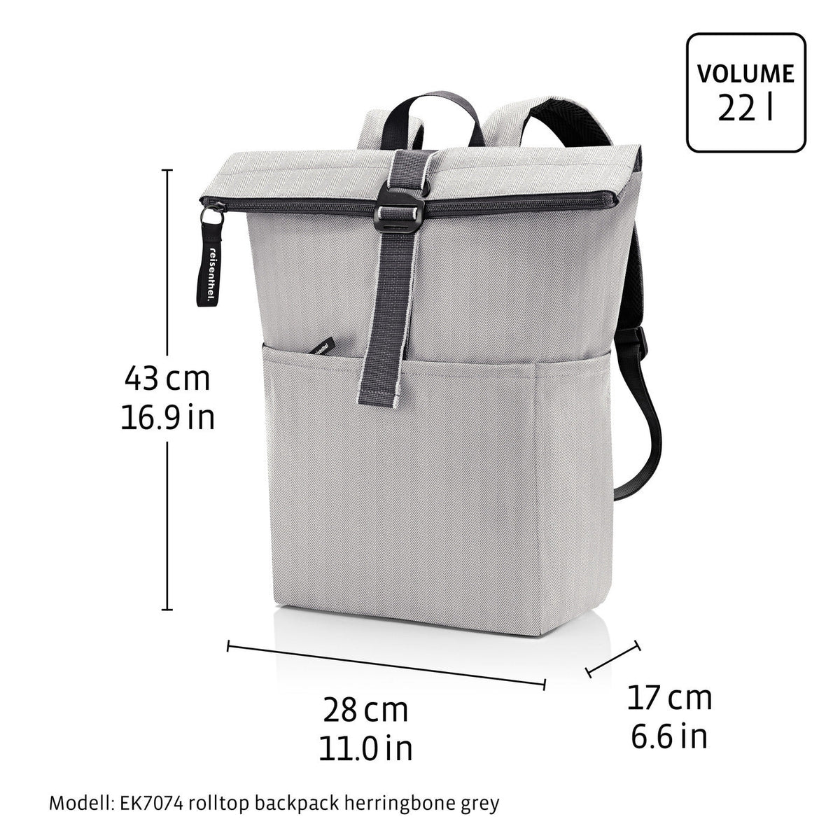 rolltop backpack twist silver