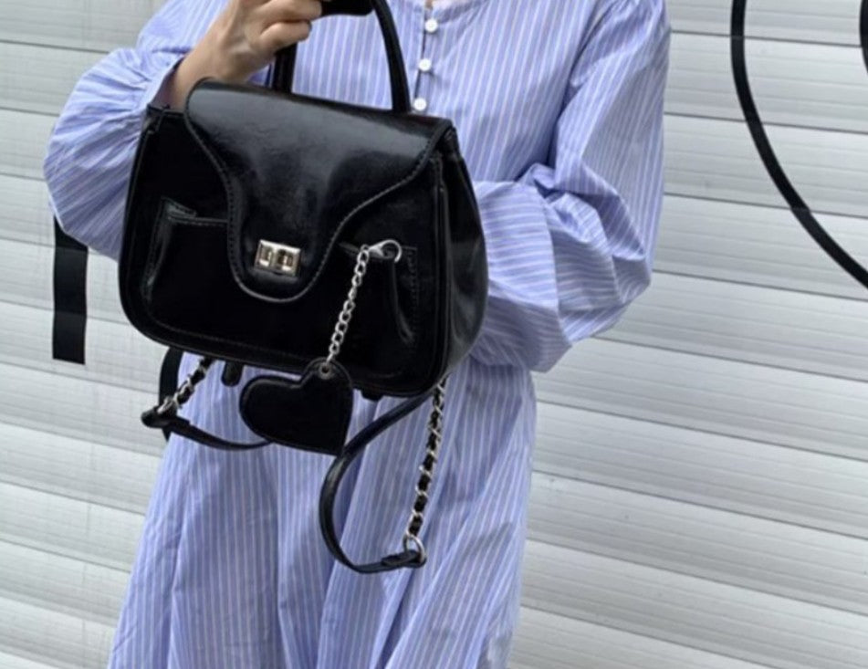 Leather Glossy Mini Backpack