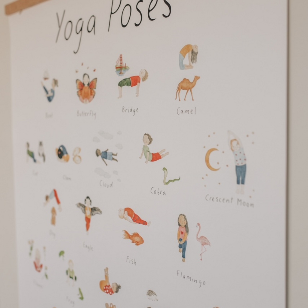 Mindful Moves Bundle - Yoga Poses Poster + Wooden Hanger