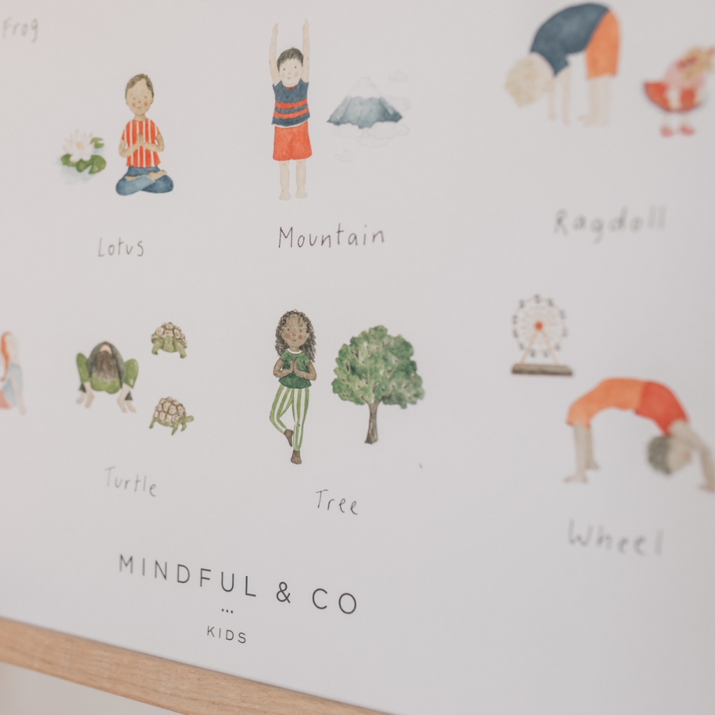Mindful Moves Bundle - Yoga Poses Poster + Wooden Hanger
