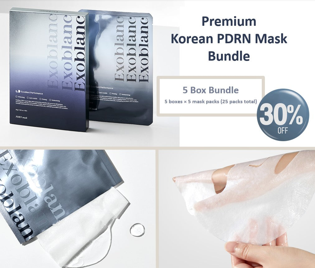 Korean Premium Exoblanc PDRN MASK Bundle Set (5 Boxes × 5 Mask Packs (25 packs total))