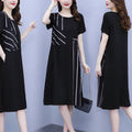 Plus Size Black Simple Shapes Dress