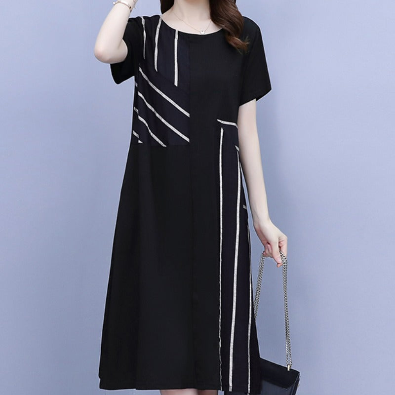 Plus Size Black Simple Shapes Dress