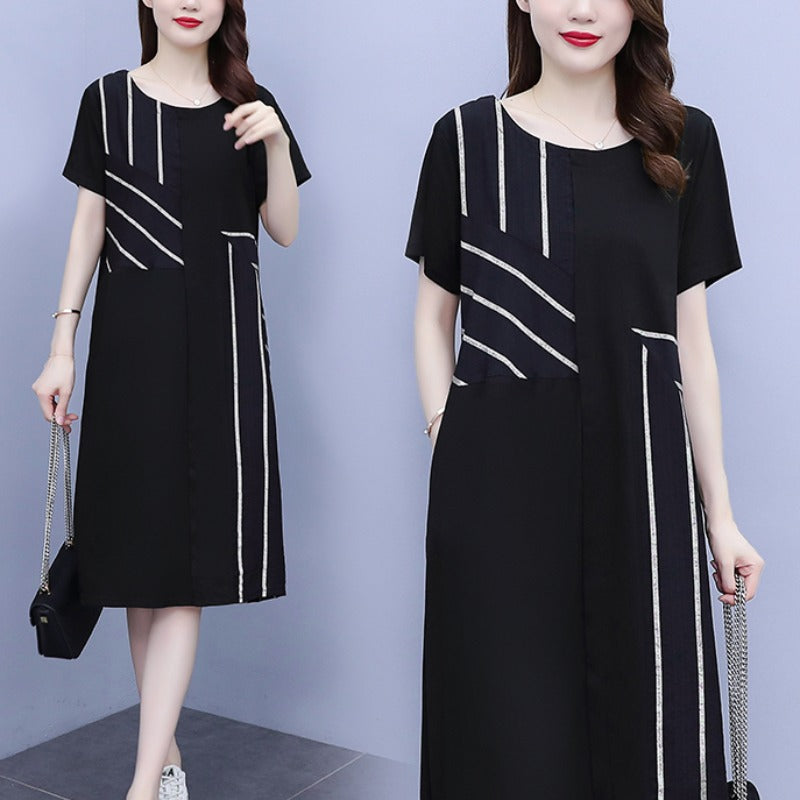 Plus Size Black Simple Shapes Dress