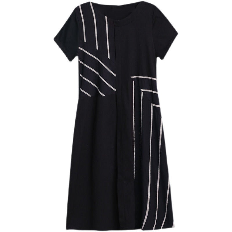 Plus Size Black Simple Shapes Dress