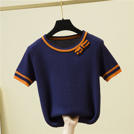 Plus Size Blue Ribbon French Blouse
