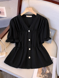 Plus Size Buttons A Line Chanelesque Top