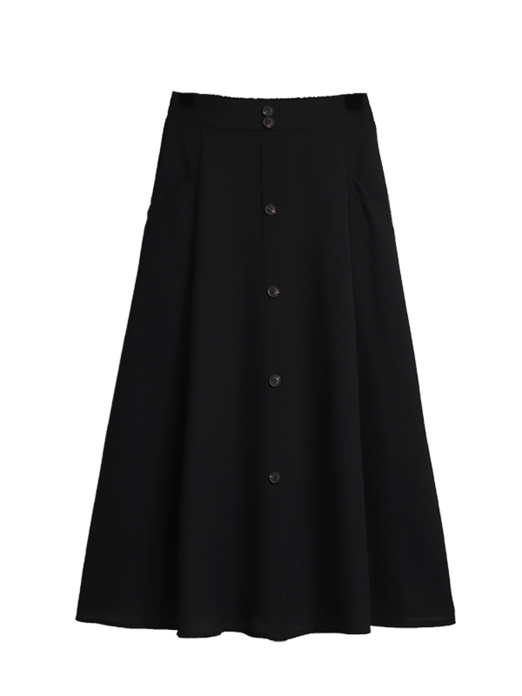 Plus Size Buttons Umbrella A Line Skirt