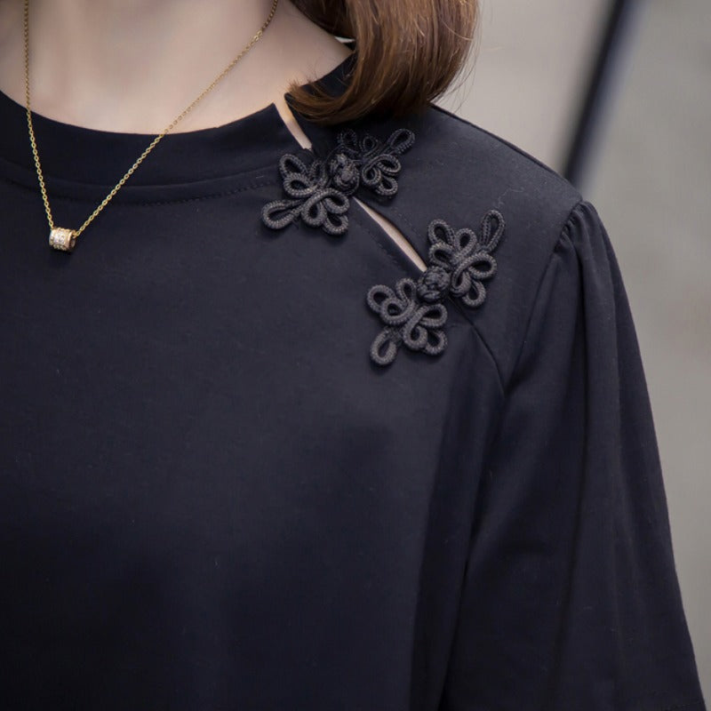 Plus Size Cheongsam Chinese Buttons T Shirt