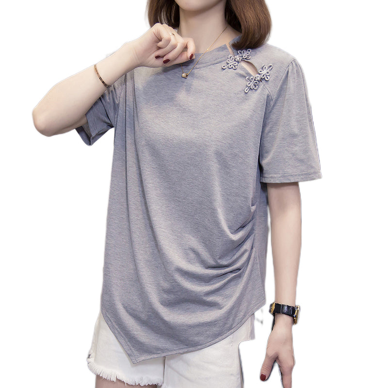 Plus Size Cheongsam Chinese Buttons T Shirt