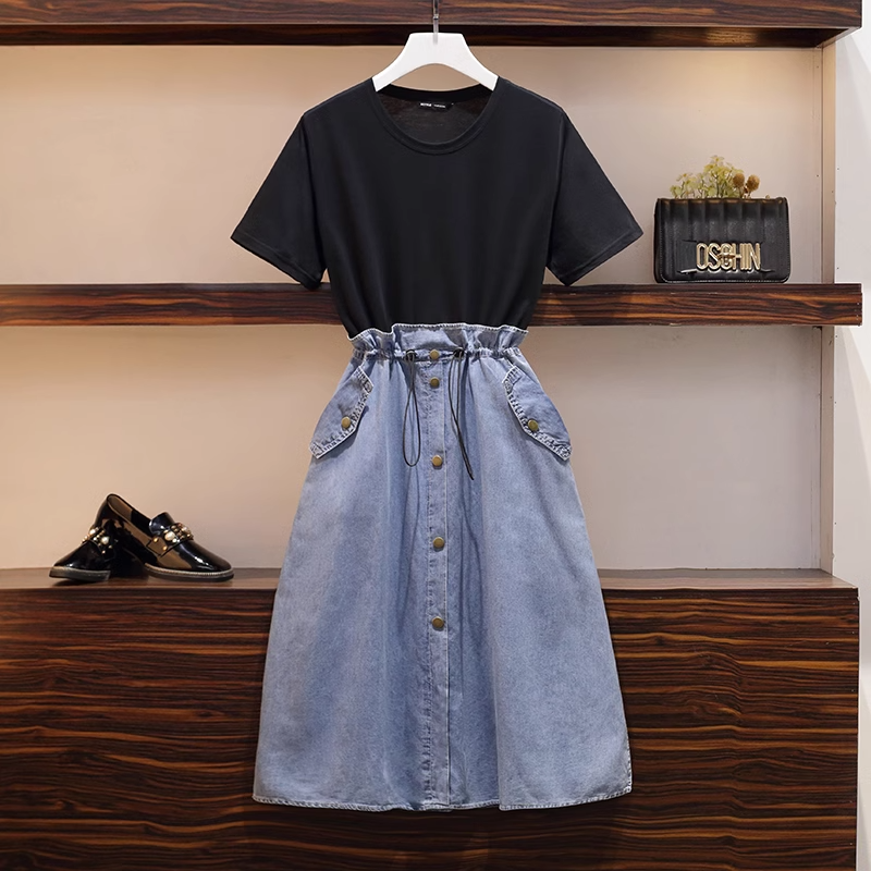 Plus Size Denim Layer Dress