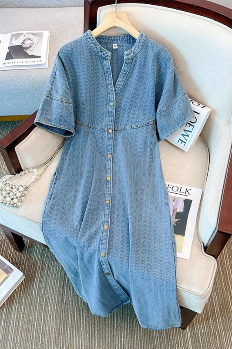 Plus Size Denim Midi Dress