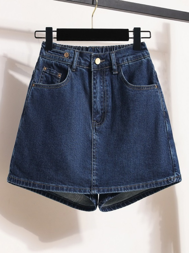 Plus Size Denim Mini Skorts