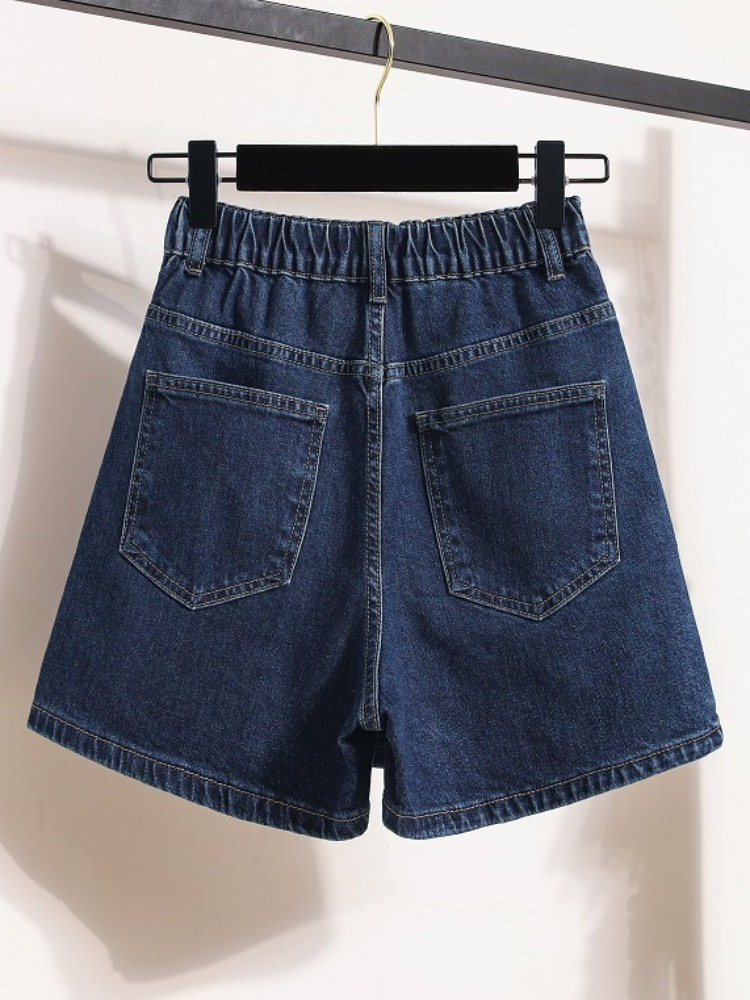 Plus Size Denim Mini Skorts