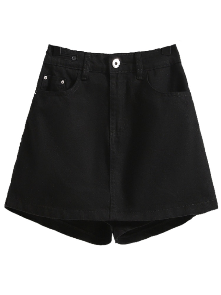 Plus Size Denim Mini Skorts