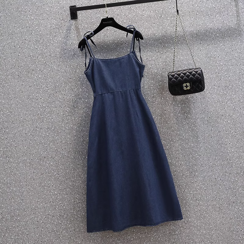 Plus Size Denim Strapless Midi Dress