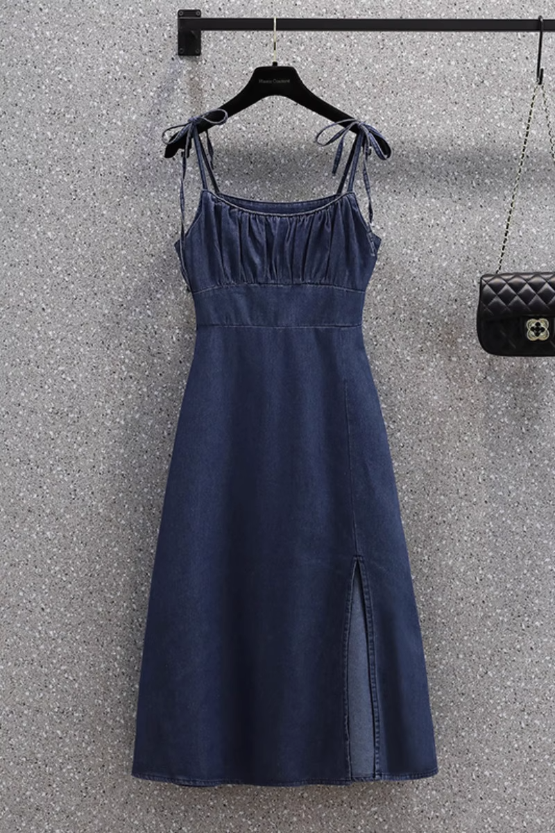 Plus Size Denim Strapless Midi Dress