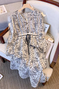 Plus Size Ditsy Floral White Long Sleeve Dress