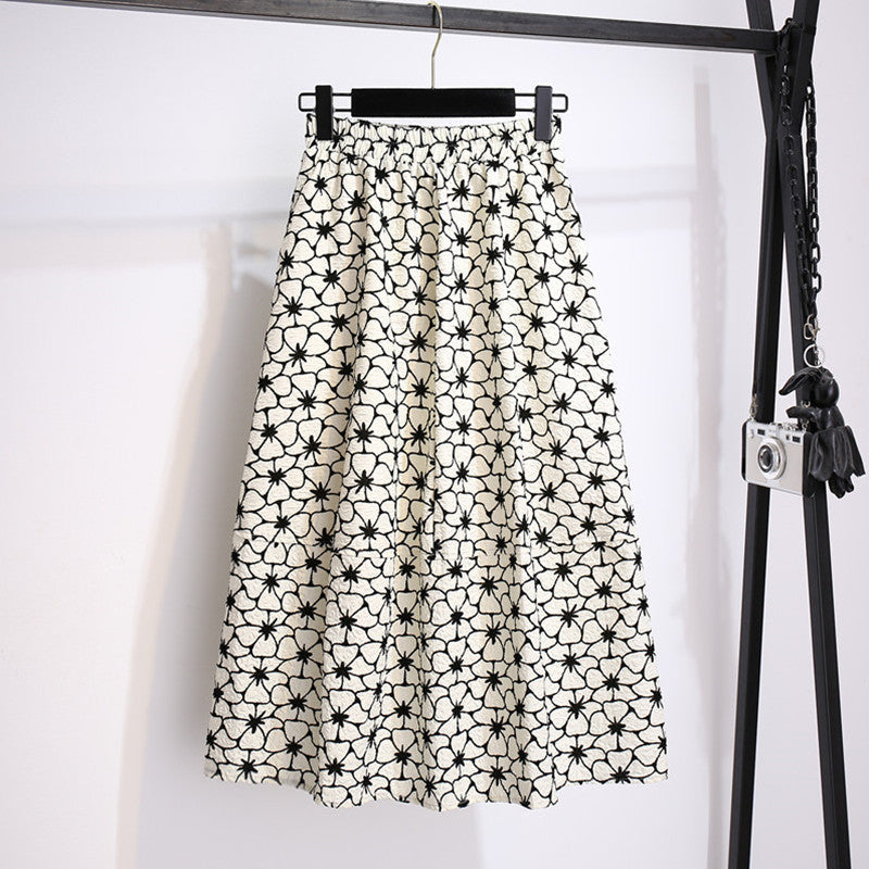 Plus Size Floral Midi Skirt