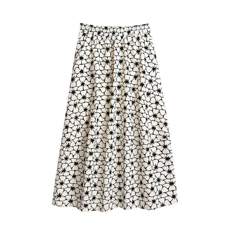 Plus Size Floral Midi Skirt