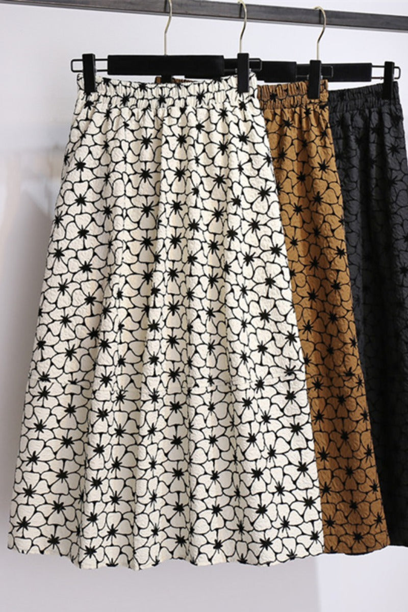 Plus Size Floral Midi Skirt
